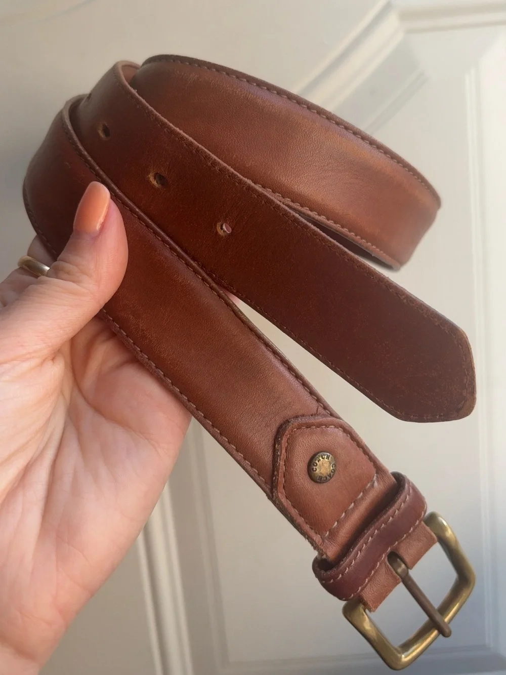 Vintage Coach Leather British Tan Brass Buckle Belt